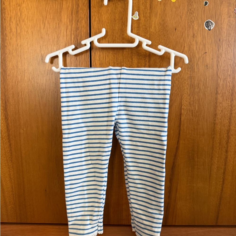 Mini Boden Blue and White Striped Leggings